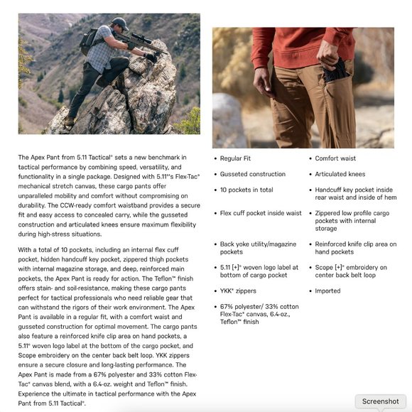 5.11 Tactical Apex Ranger Green pants 42 x 34 - Picture 7 of 7